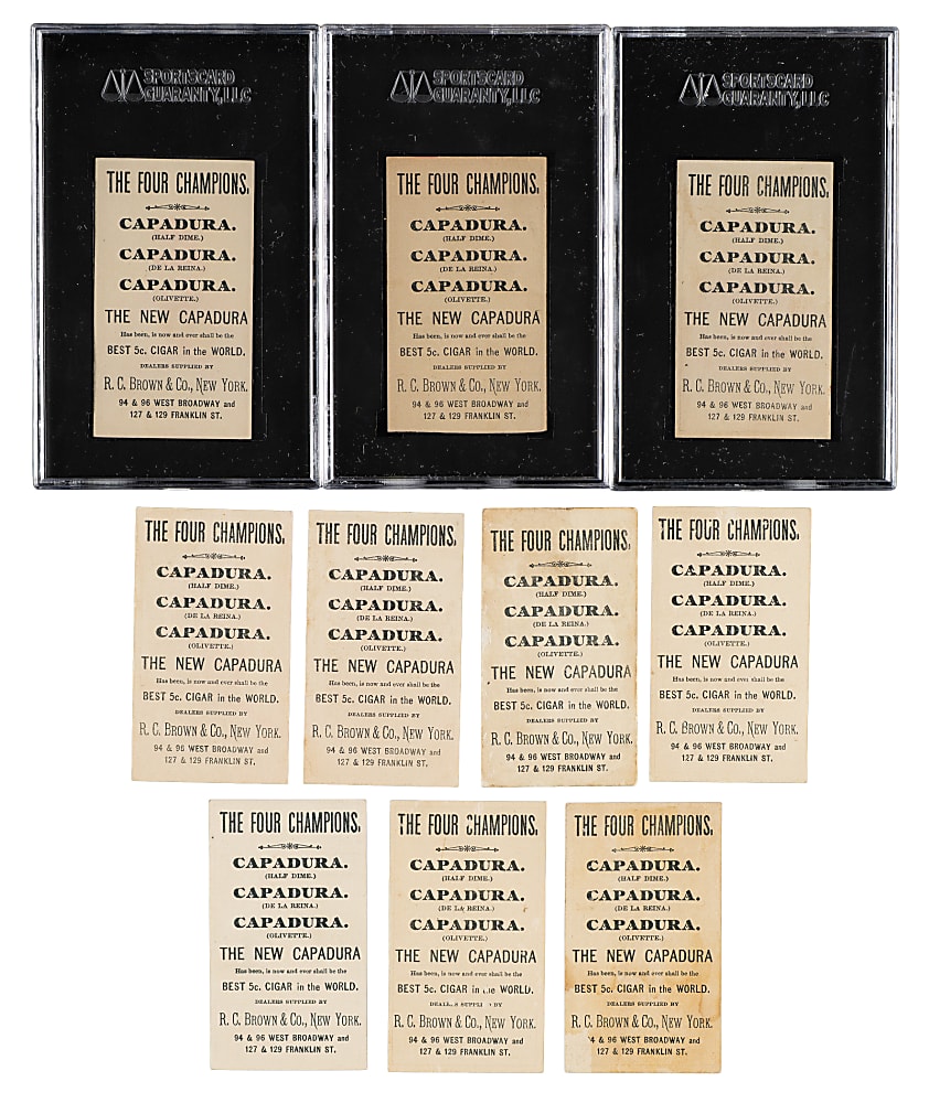 Circa 1878 R.C. Brown & Co. Capadura Cigar Collection (14) Including Seven SGC-Graded Cards
