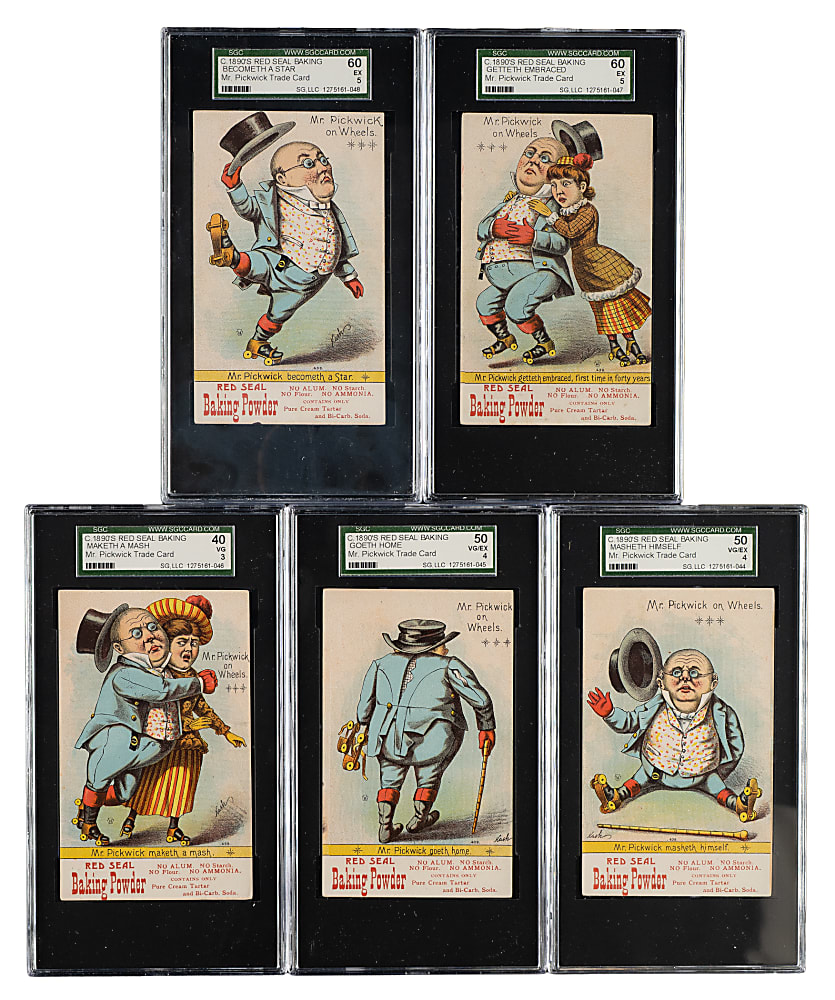 Circa 1890s Red Seal Baking Mr. Pickwick Trade Card SGC-Graded Collection (5)