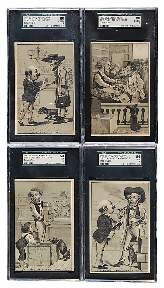 1882 Queen of Hearts Cigar Trade Card Collection (10) Including Four SGC-Graded Cards