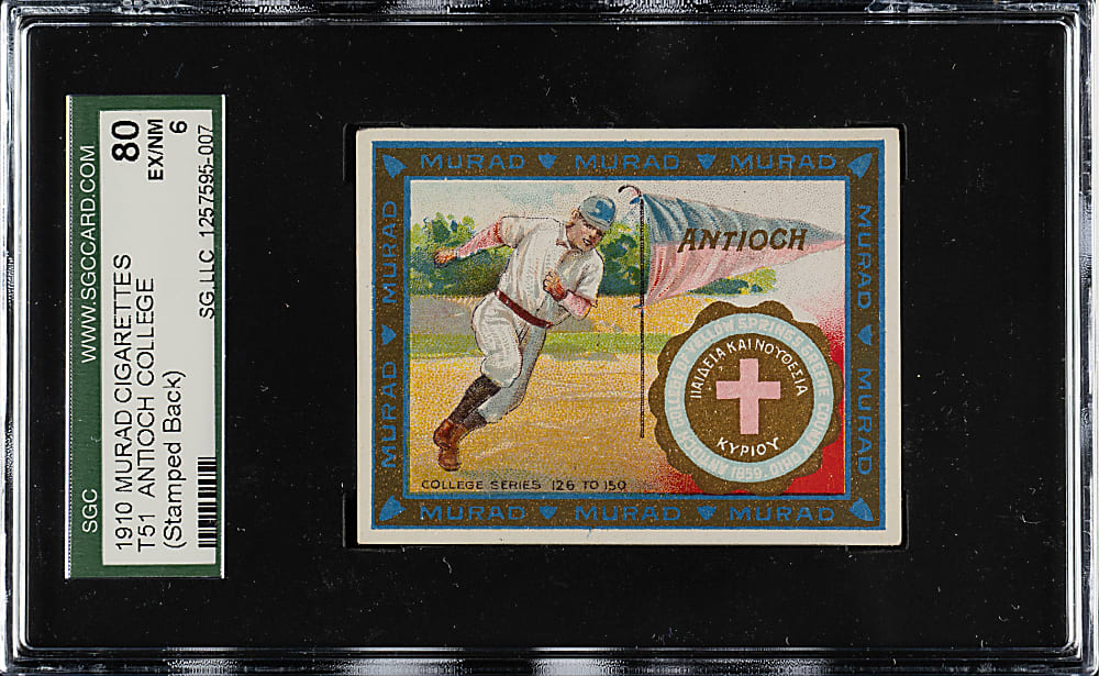 1909-1910 T51 Murad "College Series" Antioch College Stamped Back SGC EX/NM 80