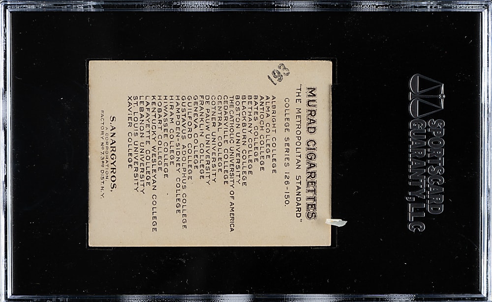 1909-1910 T51 Murad "College Series" Antioch College Stamped Back SGC EX/NM 80