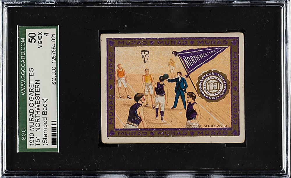 1909-1910 T51 Murad "College Series" Northwestern Stamped Back SGC VG/EX 50