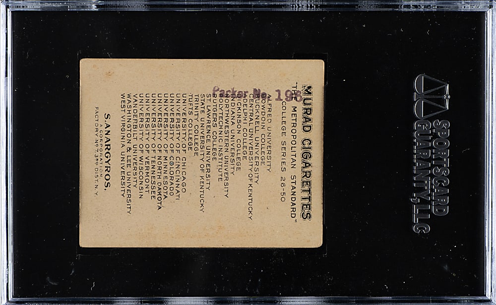 1909-1910 T51 Murad "College Series" Northwestern Stamped Back SGC VG/EX 50