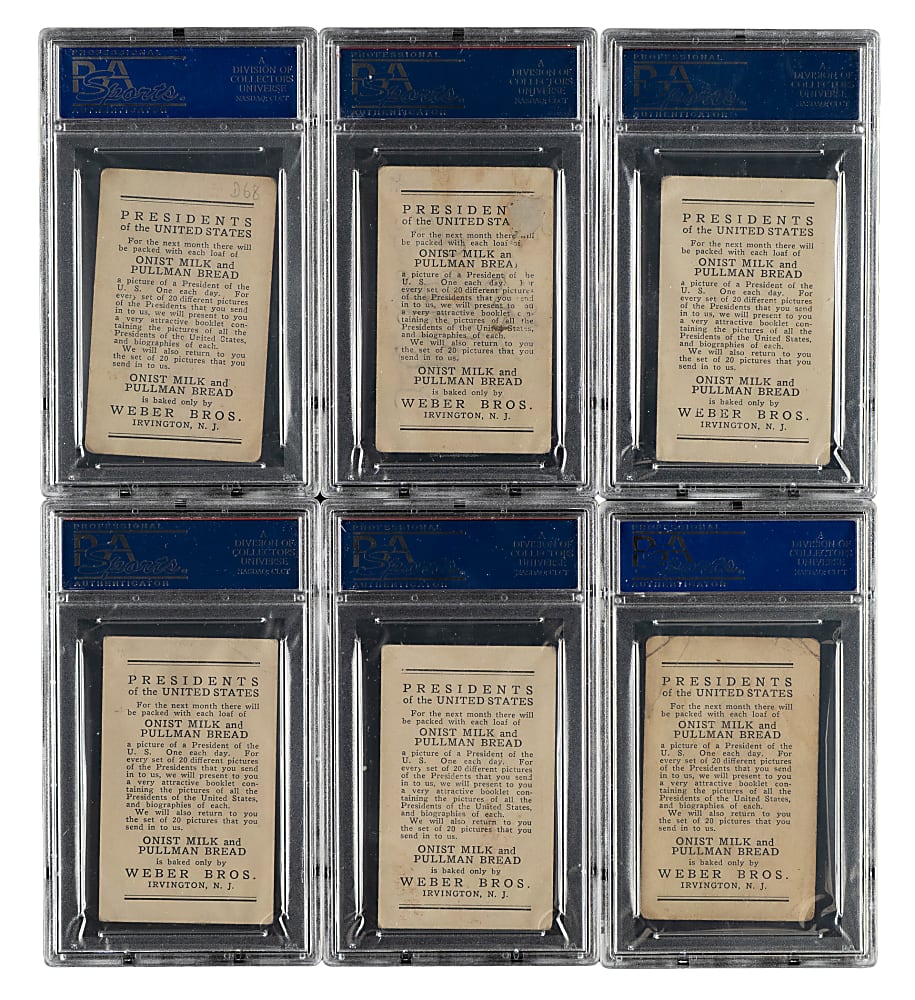 1920s D68 Weber Bros. "Presidents of the United States" PSA-Graded Collection (10)