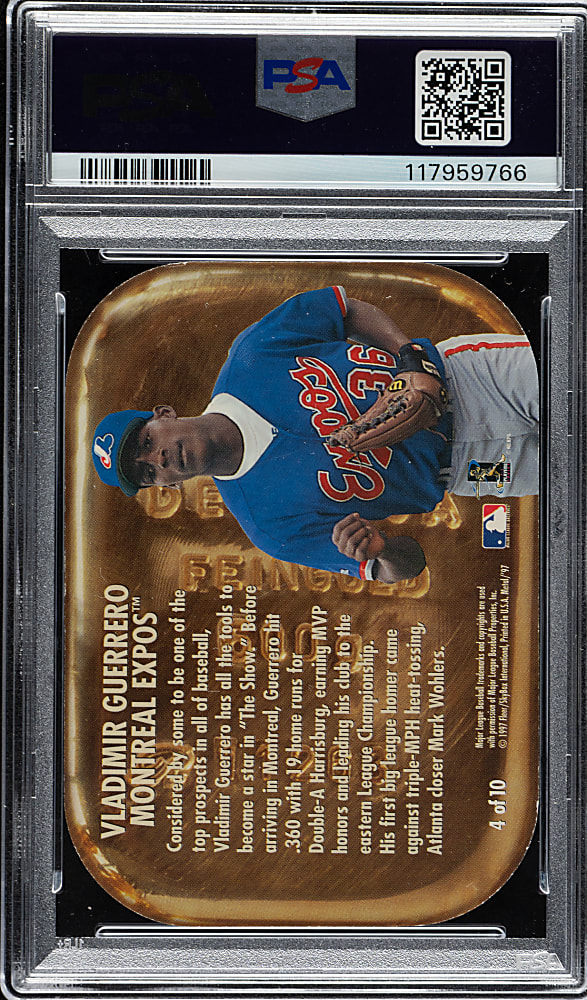 Signed 1997 Metal Universe Mining for Gold #4 Vladimir Guerrero PSA EX-MT 6 with NM-MT 8 Signature