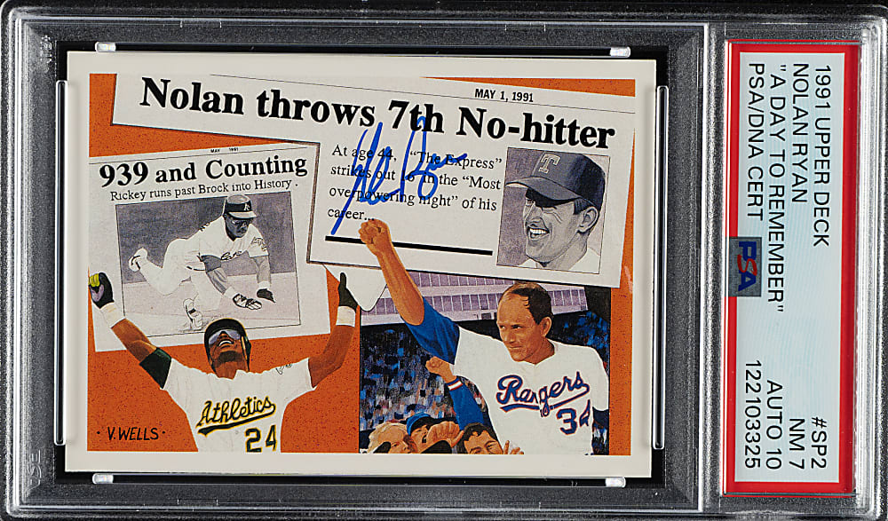 Signed 1991 Upper Deck #SP2 Nolan Ryan PSA NM 7 with GEM MINT 10 Signature
