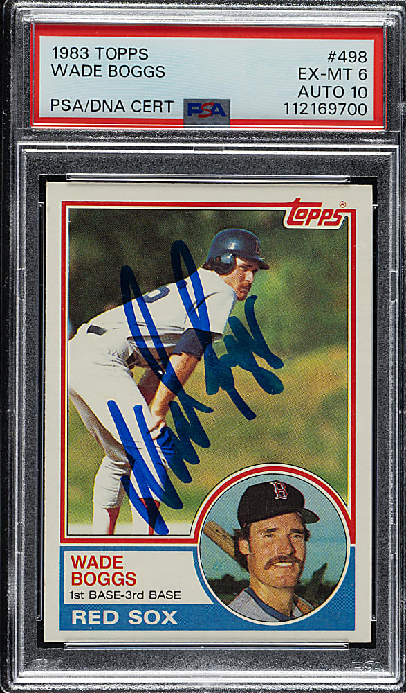 Signed 1983 Topps #498 Wade Boggs Rookie PSA EX-MT 6 with GEM MINT 10 Signature