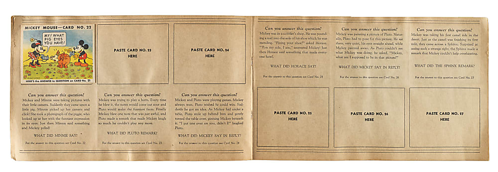 1935 R89 Gum, Inc. "Mickey Mouse" Bubble Gum Collection (9) in Original Display Album