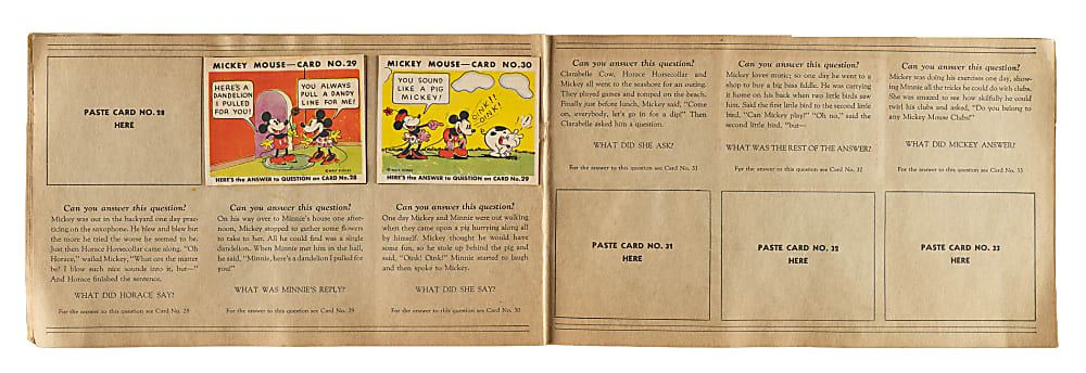 1935 R89 Gum, Inc. "Mickey Mouse" Bubble Gum Collection (9) in Original Display Album