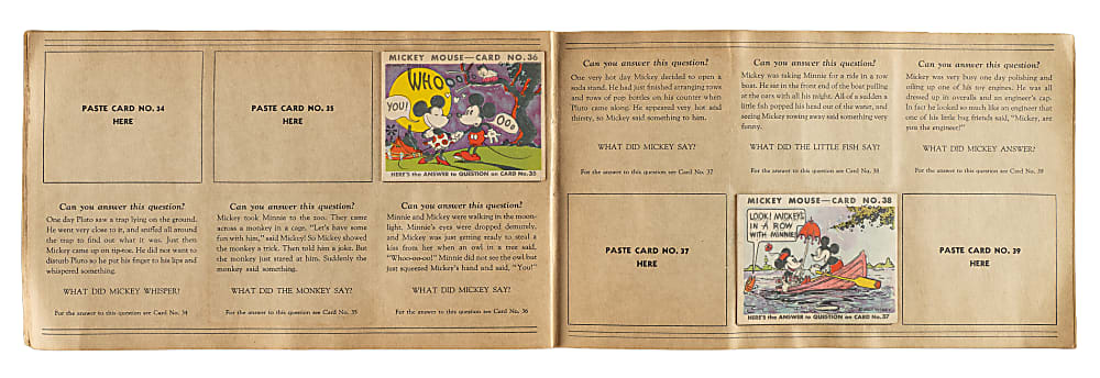 1935 R89 Gum, Inc. "Mickey Mouse" Bubble Gum Collection (9) in Original Display Album