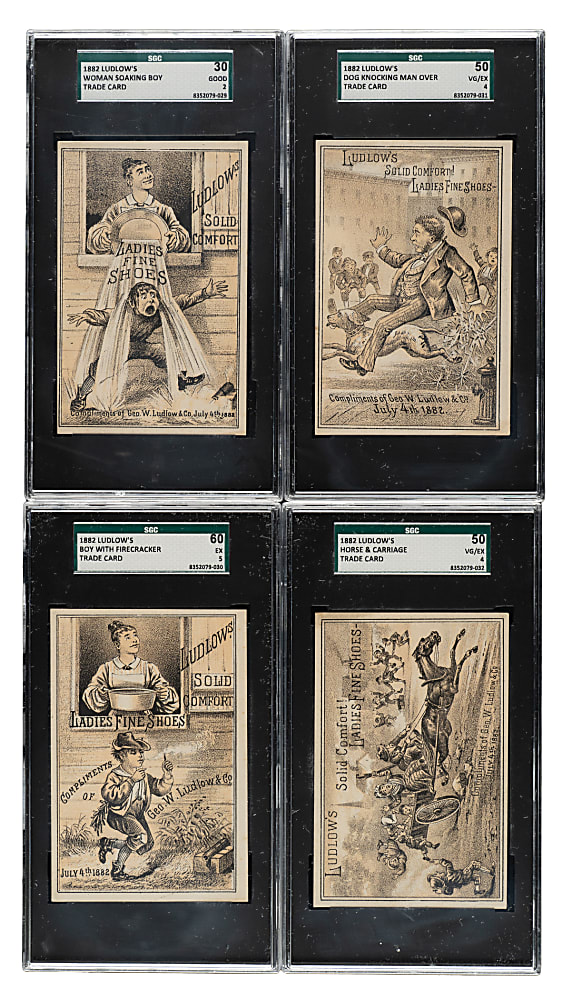 Circa 1880s Ludlow's Trade Card SGC-Graded Collection (4)