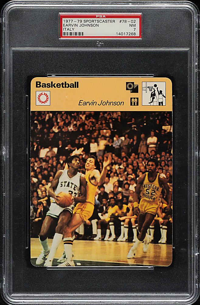1977-1979 Sportscaster Italy Basketball #78-02 Magic Johnson Rookie PSA NM 7
