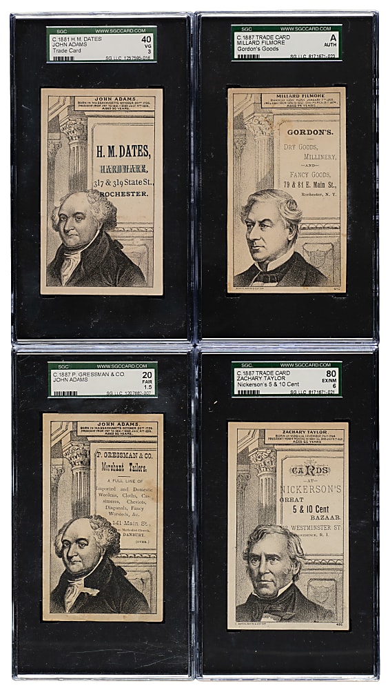 Circa 1880s U.S. Presidents SGC-Graded Collection (4): John Adams, Millard Filmore, and Zachary Taylor