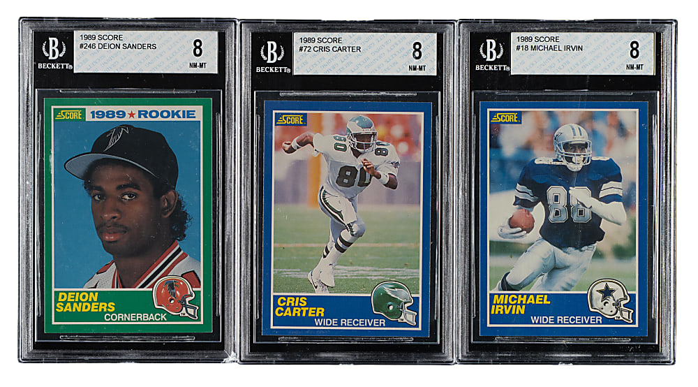 1987 to 1990 Topps and Score Football Complete Set Trio (3 Sets, 858 Cards)