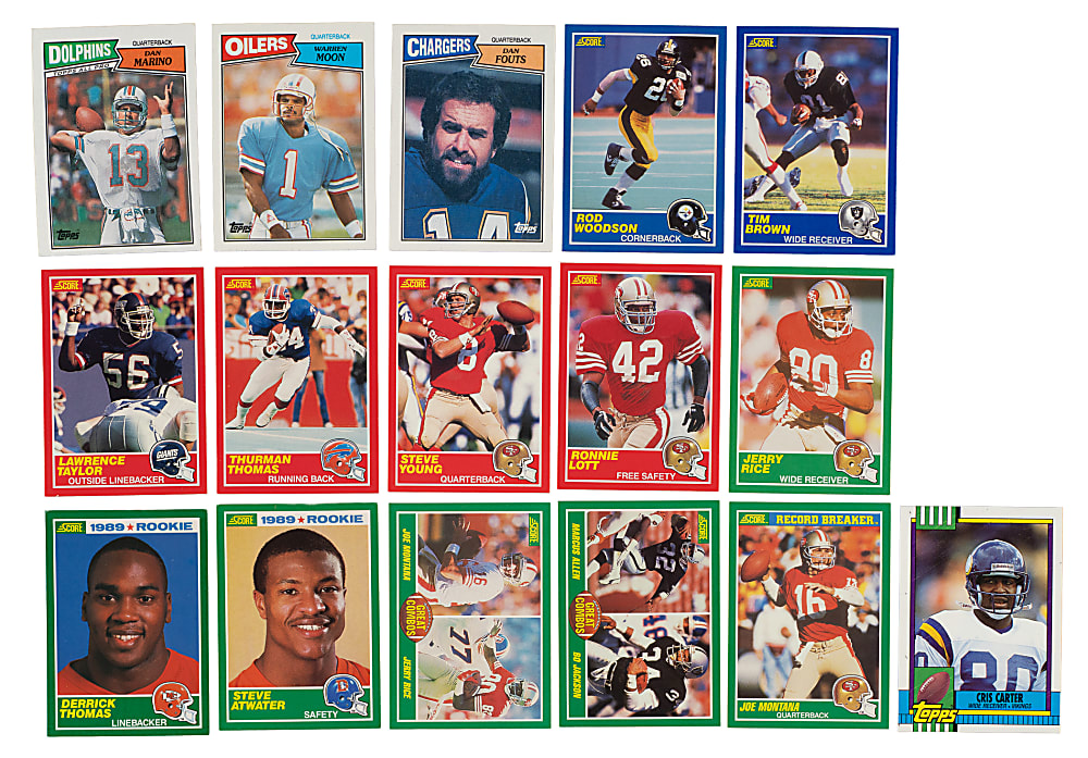1987 to 1990 Topps and Score Football Complete Set Trio (3 Sets, 858 Cards)