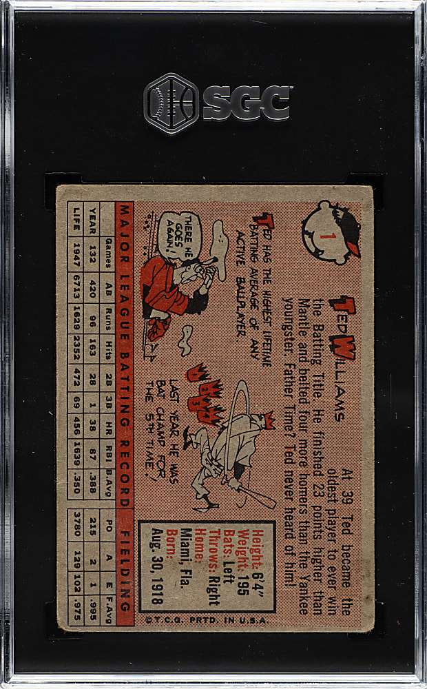 1958 Topps #1 Ted Williams SGC GOOD+ 2.5