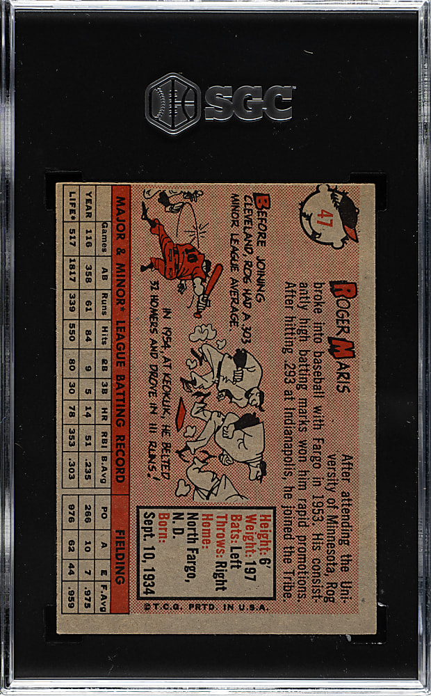 1958 Topps #47 Roger Maris Rookie SGC VG 3