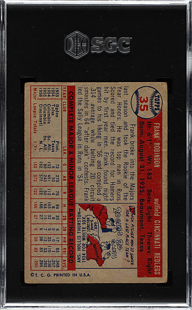 1957 Topps #35 Frank Robinson Rookie SGC GOOD+ 2.5
