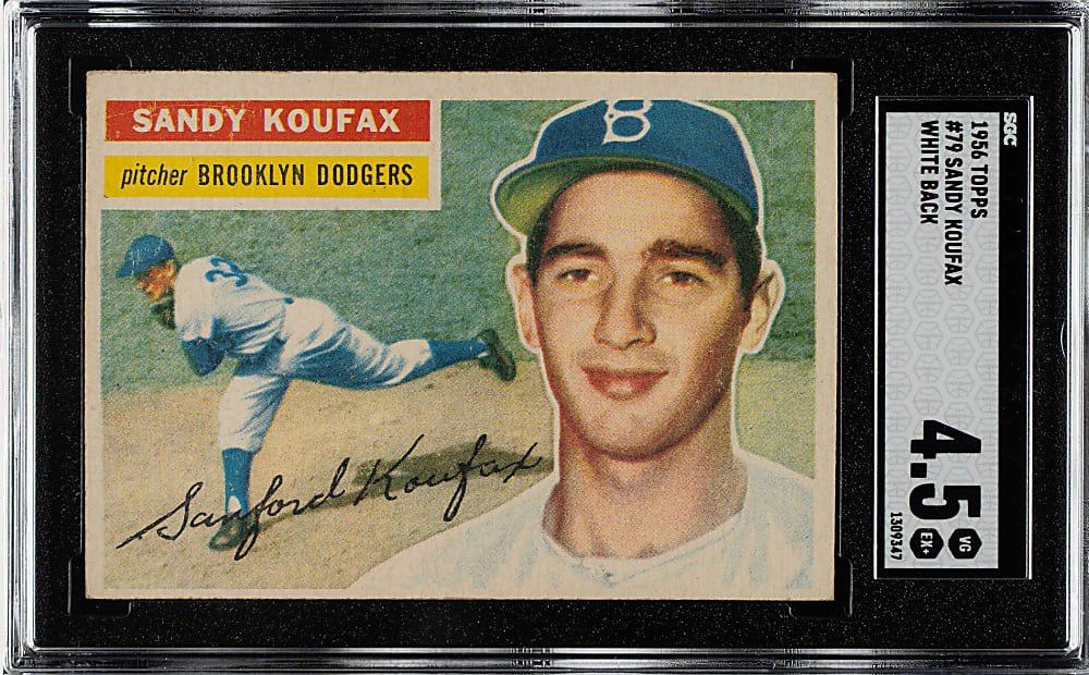 1956 Topps #79 Sandy Koufax White Back SGC VG/EX+ 4.5