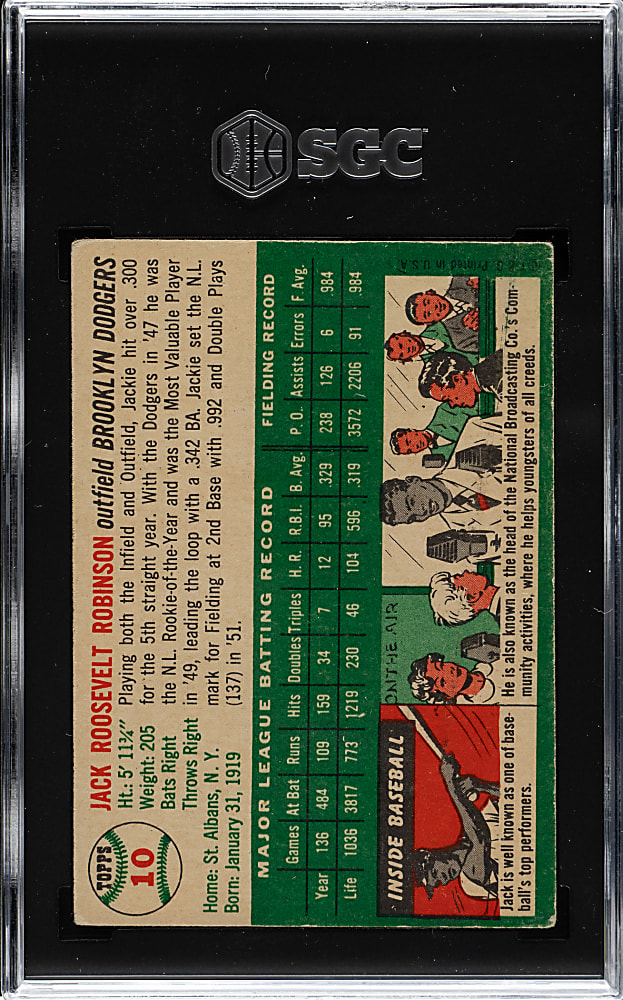 1954 Topps #10 Jackie Robinson SGC FAIR 1.5
