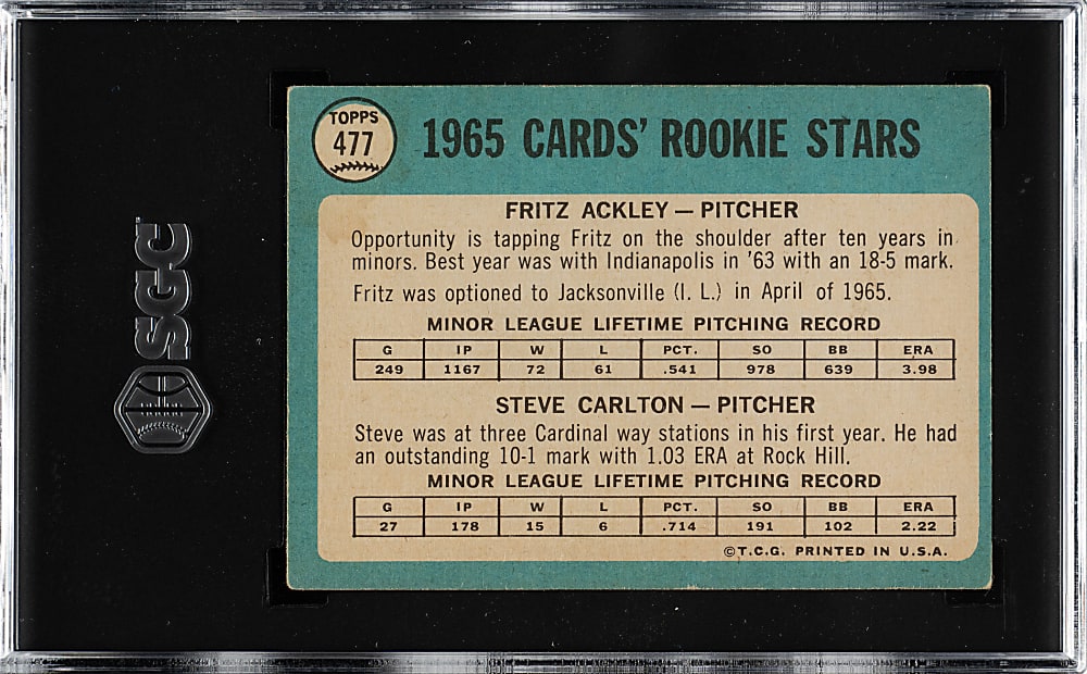1965 Topps #477 Steve Carlton Rookie SGC VG/EX+ 4.5