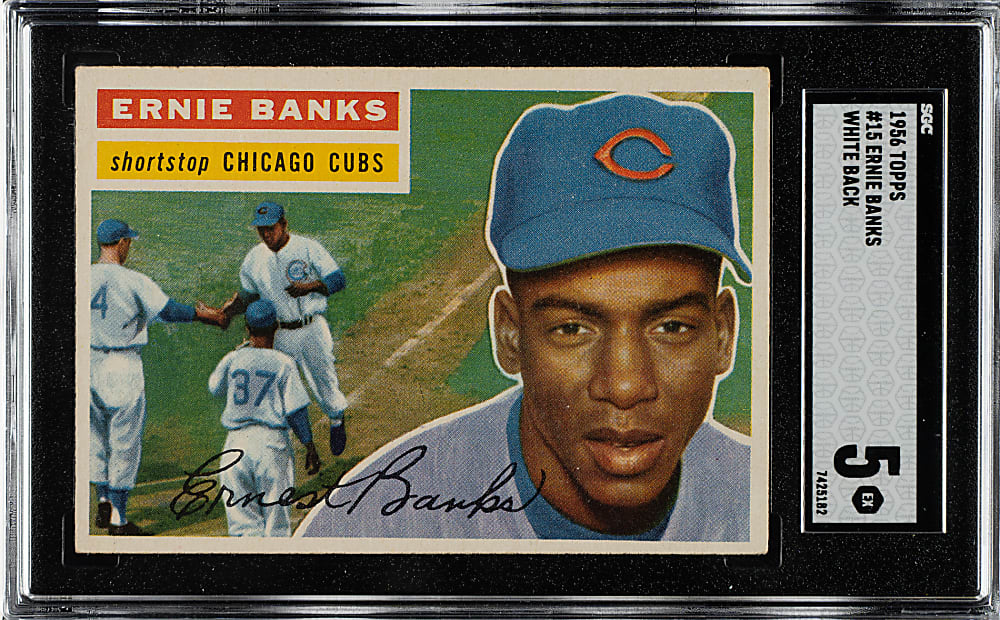 1956 Topps #15 Ernie Banks White Back SGC EX 5