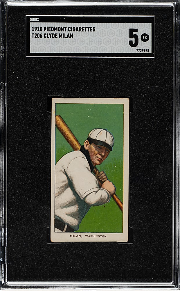 1909-1911 T206 White Border Clyde Milan SGC EX 5