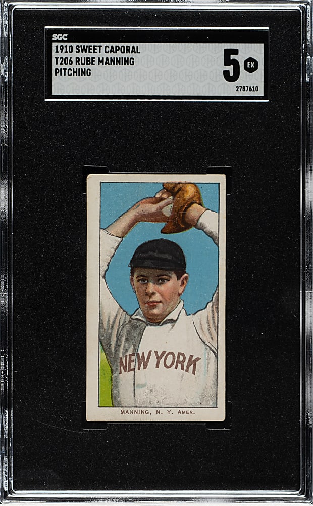 1909-1911 T206 White Border Rube Manning Pitching SGC EX 5