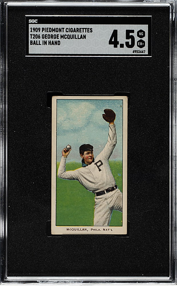 1909-1911 T206 White Border George McQuillan Ball in Hand SGC VG/EX+ 4.5