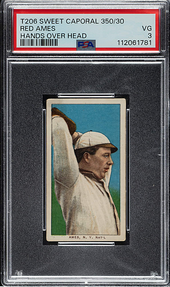 1909-1911 T206 White Border Red Ames Hands Above Head PSA VG 3