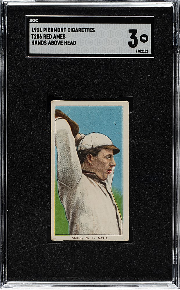 1909-1911 T206 White Border Red Ames Hands Above Head SGC VG 3