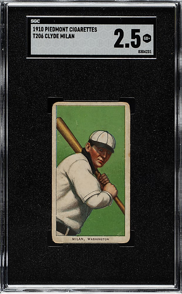 1909-1911 T206 White Border Clyde Milan SGC GOOD+ 2.5