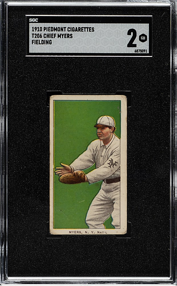 1909-1911 T206 White Border Chief Myers Fielding SGC GOOD 2