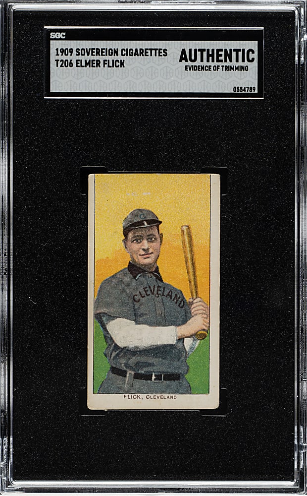 1909-1911 T206 White Border Elmer Flick SGC Authentic - Sovereign 150 back