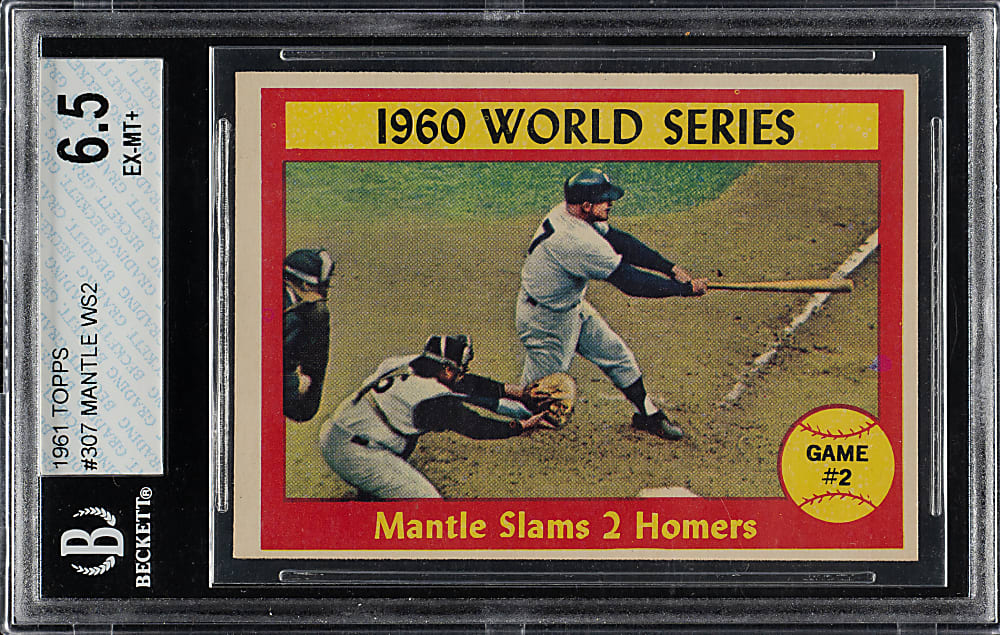 1961 Topps #307 World Series Game 2 Mickey Mantle Slams 2 Homers BGS EX-MT+ 6.5