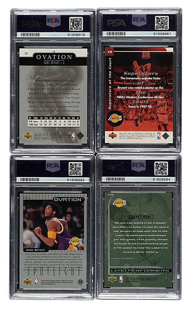 1998-1999 and 1999-2000 Upper Deck Ovation Basketball Kobe Bryant PSA-Graded Collection (4)