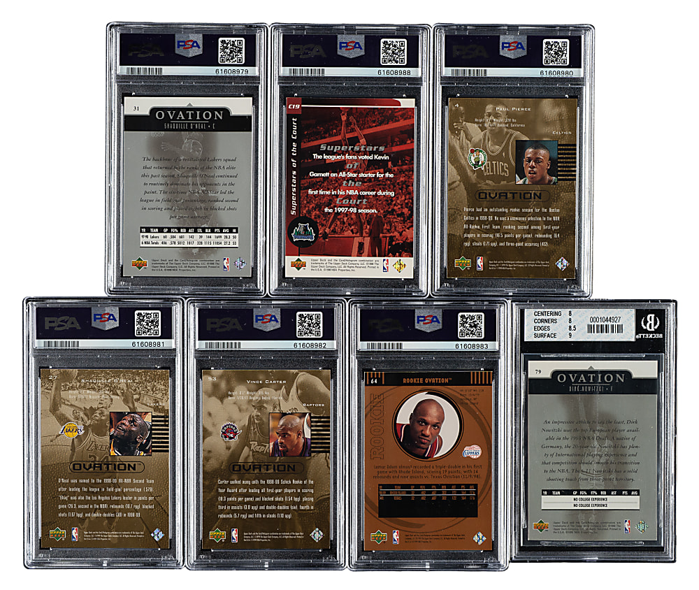 1998-1999 and 1999-2000 Upper Deck Ovation Basketball Hall of Fame and Star PSA- and BGS-Graded Collection (7)