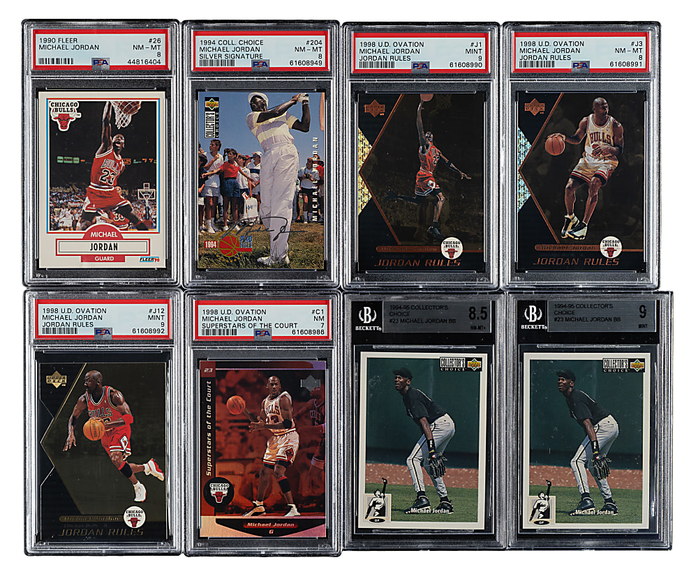 1990 to 1998 Upper Deck, Fleer, and Collector's Choice Basketball Michael Jordan PSA- and BGS-Graded Collection (12)