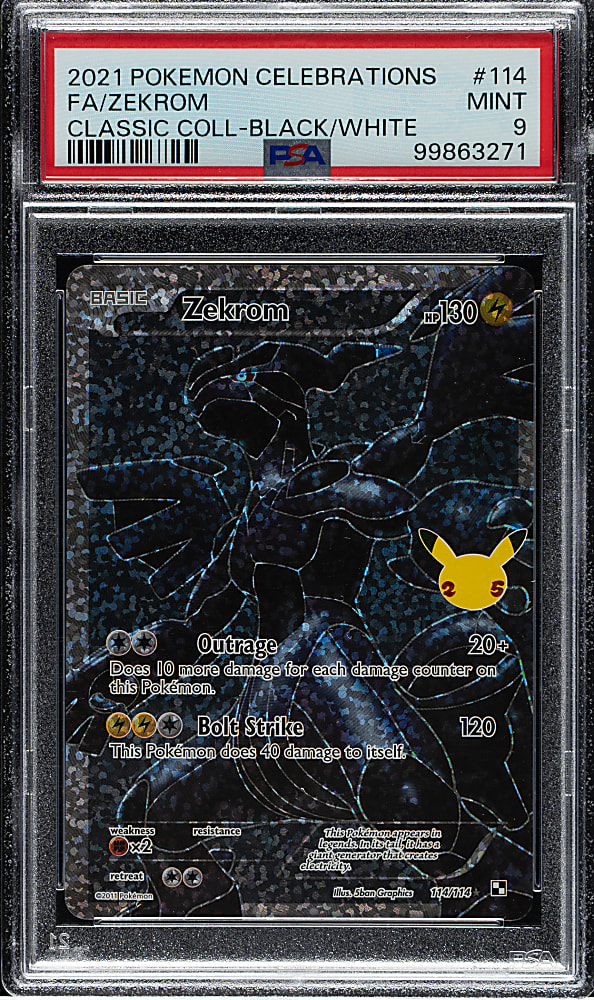 2021 Pokemon Celebrations Black/White Classic Collection #114 Zekrom Full Art PSA MINT 9