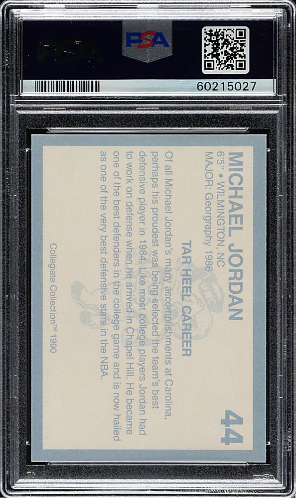 1990 North Carolina Collegiate Collection Basketball #44 Michael Jordan PSA GEM MINT 10