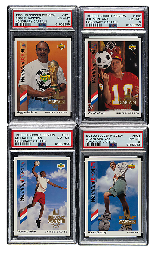 1993 Upper Deck Soccer Preview Honorary Captain PSA NM-MT 8 Complete Set (4)