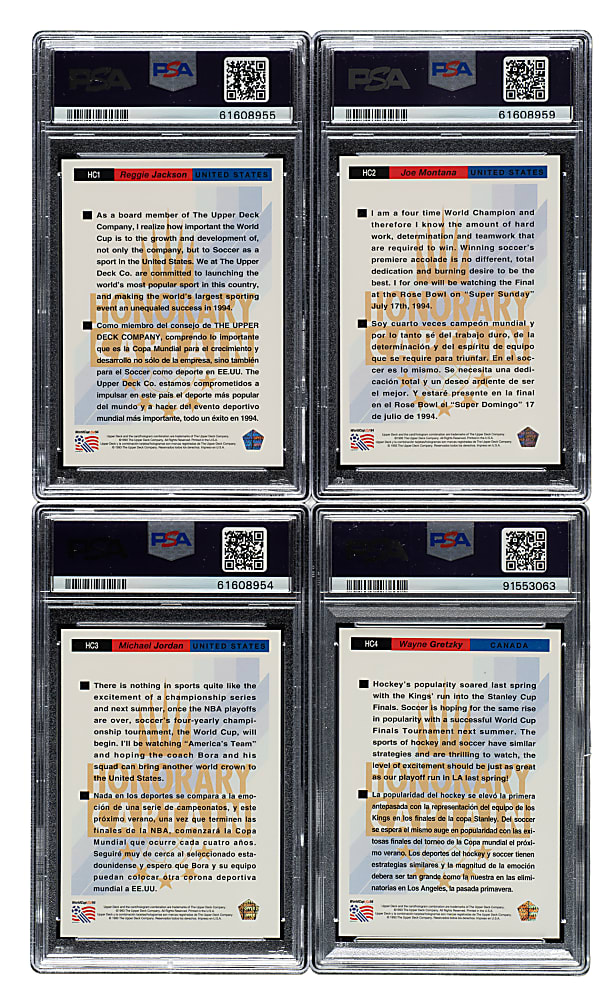 1993 Upper Deck Soccer Preview Honorary Captain PSA NM-MT 8 Complete Set (4)