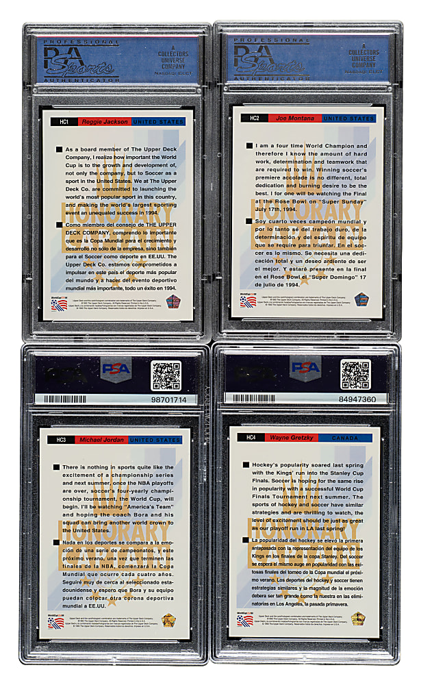 1993 Upper Deck Soccer Preview Honorary Captain PSA MINT 9 Complete Set (4)