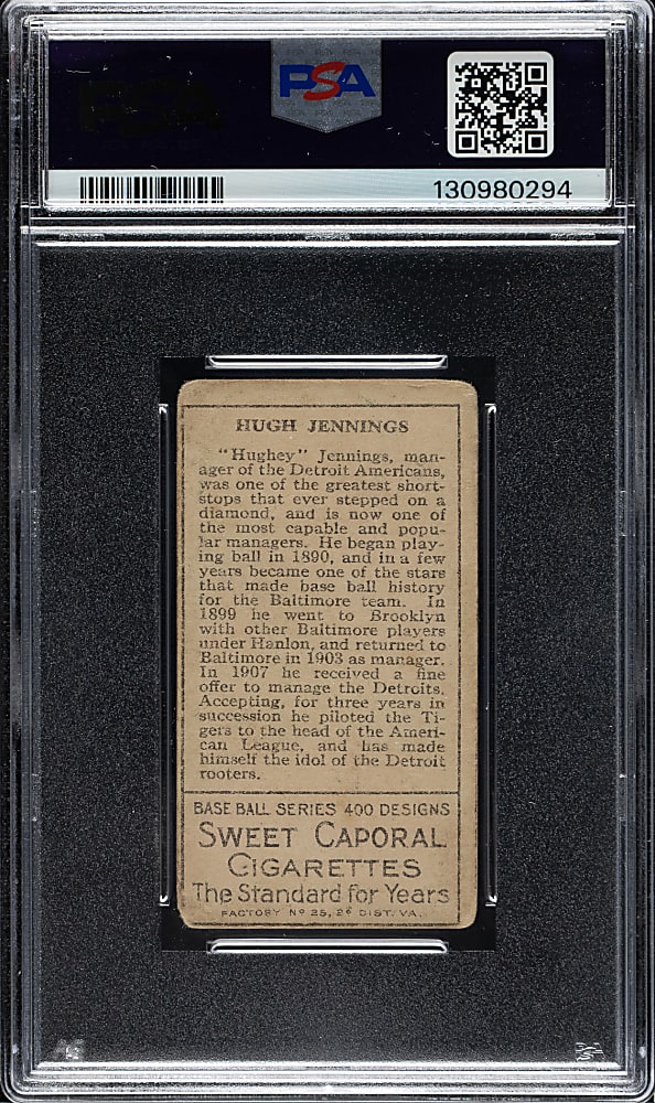 1911 T205 Gold Border Hughie Jennings PSA POOR 1