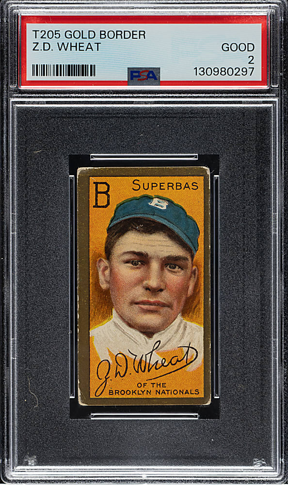 1911 T205 Gold Border Zack Wheat PSA GOOD 2