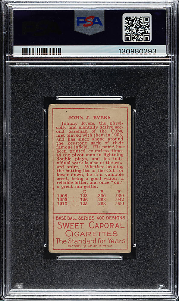 1911 T205 Gold Border Johnny Evers PSA GOOD 2