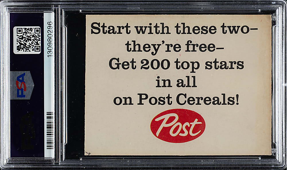 1962 Post Cereal #5 Mickey Mantle Ad Back PSA FAIR 1.5