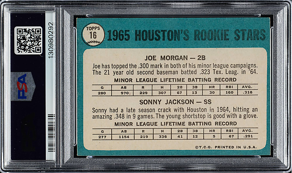 1965 Topps #16 Joe Morgan Rookie PSA EX 5