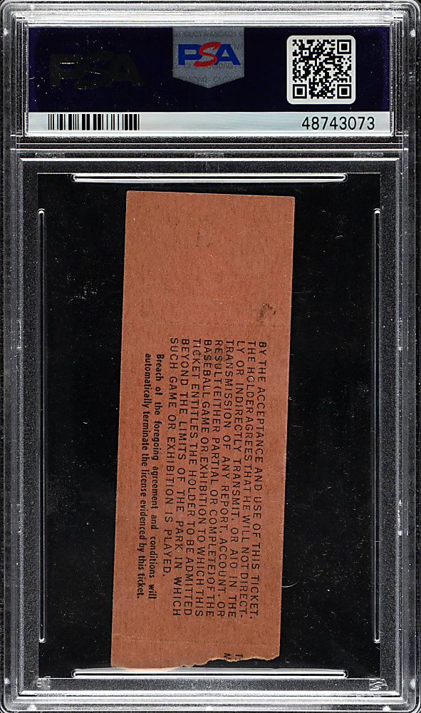 May 8, 1949 Brooklyn Dodgers (vs. St. Louis Cardinals) Ticket Stub PSA VG 3 - Gil Hodges Home Run and Jackie Robinson Three Hits