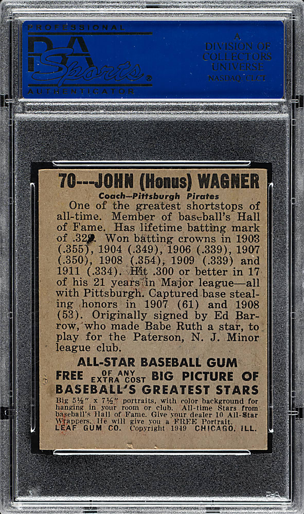 1948-1949 Leaf #70 Honus Wagner PSA GOOD 2